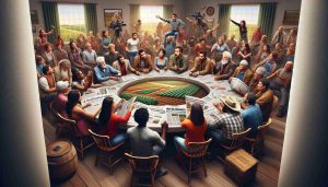 An ultra-high definition, hyperrealistic picture capturing a heated debate taking place over the media portrayal of various agricultural methods and practices. The scene includes a diverse set of individuals coming from different ethnic backgrounds such as Caucasian, Black, Hispanic, Middle-Eastern, and South Asian. Around a circular table, we see people of different genders enthusiastically involved in a passionate discussion. Tangible tension can be felt in the air, with some holding news articles while others gesture emphatically. The room is adorned with farming-related paraphernalia, symbolizing the central theme of the debate.