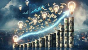 Realistically detailed, high definition representation of the concept of 'The Rise of Innovation: Transformative Funding Fuels Growth'. The image illustrates an array of ascending currency notes metamorphosing into idea bulbs, representing 'funding'. The path breaking upwards symbolizes growth and the conversion of money into innovative ideas. The scene unfolds in a futuristic cityscape backdrop to align with the theme of innovation.